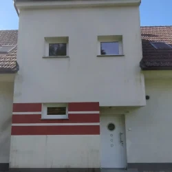 fasada hiše pred čiščenjem z vidnimi algami in umazanijo